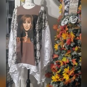 Redneck Princess Reba Graphic Dressy Poncho with Lace Overlay, One Size